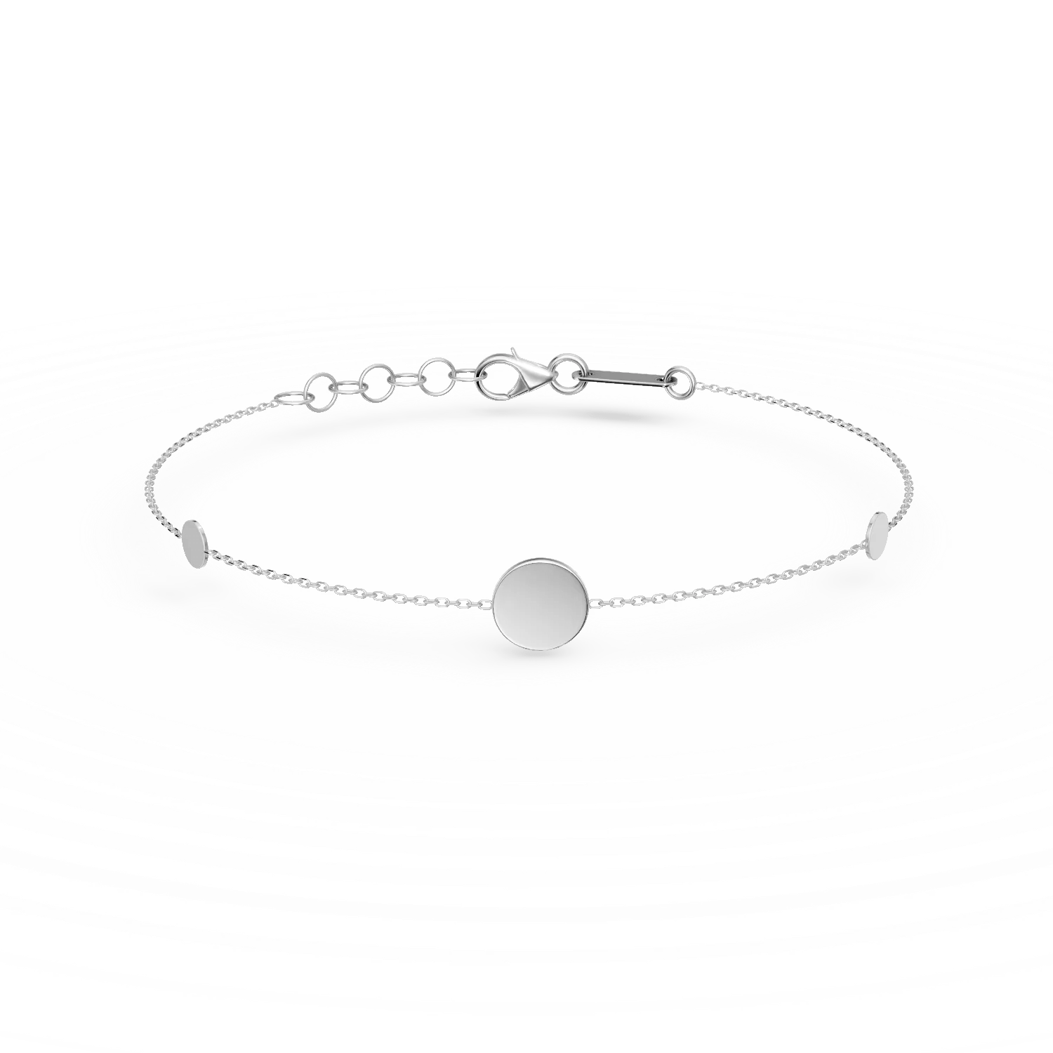 Brățară din aur alb cu pandantiv circular Brățară din aur alb cu pandantiv circular