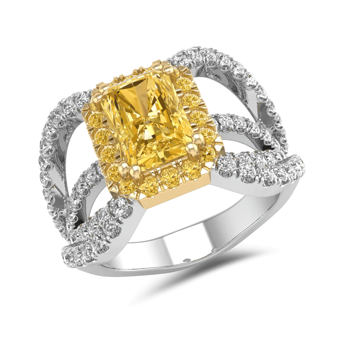 Inel de logodnă din aur alb-galben cu pietre preţioase de 1.35ct Inel de logodnă din aur alb-galben cu pietre preţioase de 1.35ct