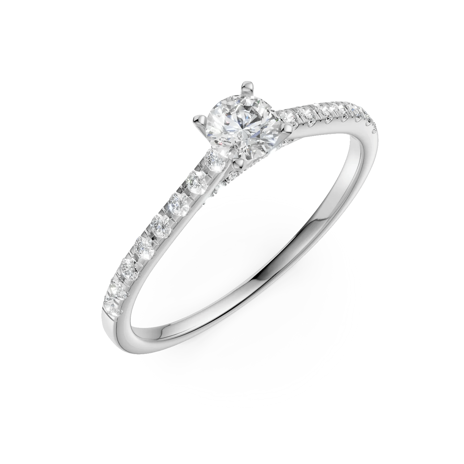 Inel de logodnă din aur alb cu diamant de 0.25ct și diamante de 0.18ct Inel de logodnă din aur alb cu diamant de 0.25ct și diamante de 0.18ct