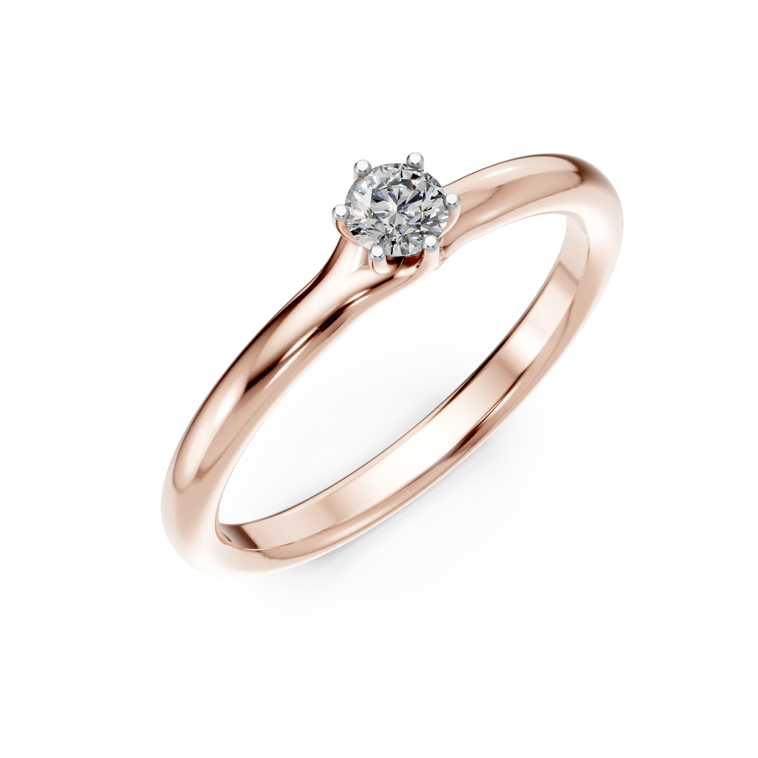 Inel de logodnă din aur roz cu diamant solitaire 0.1ct Inel de logodnă din aur roz cu diamant solitaire 0.1ct