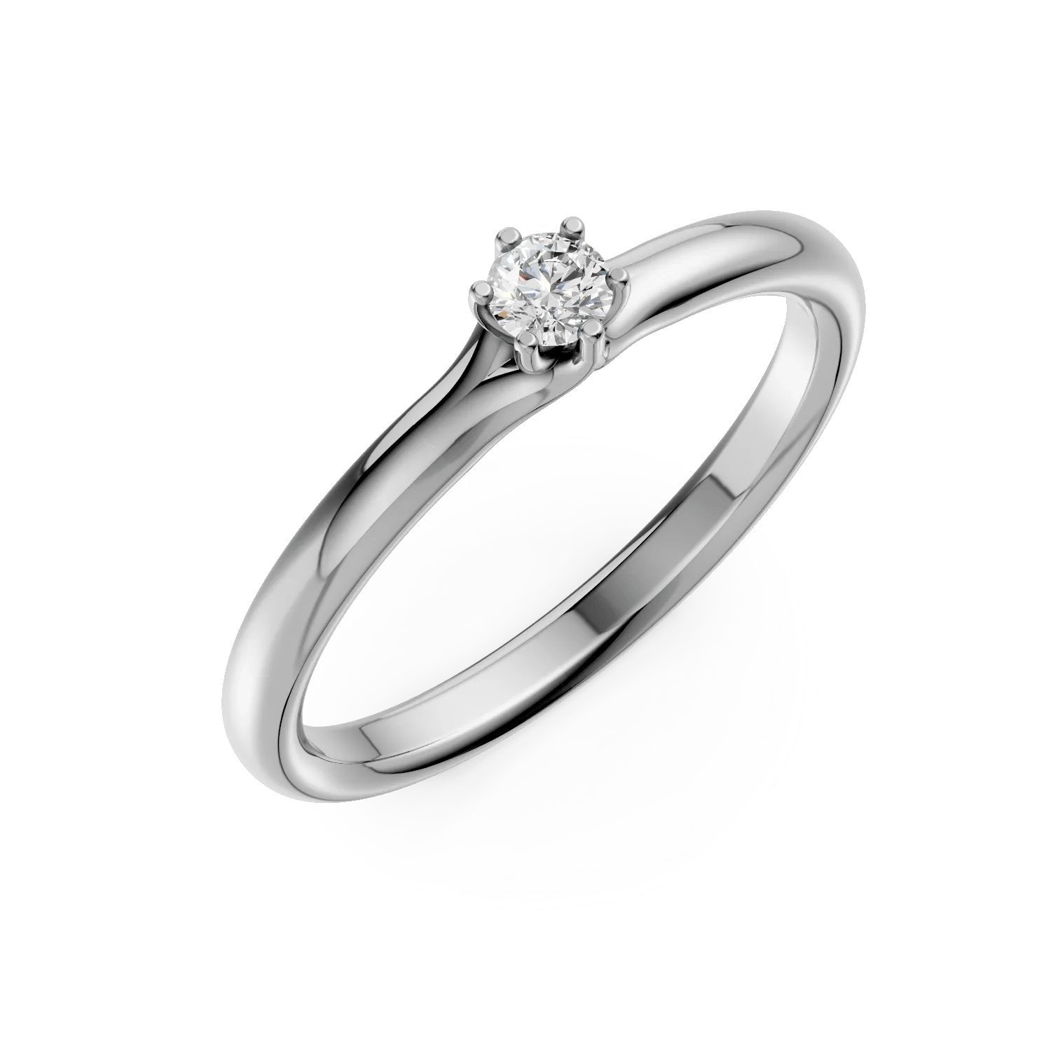 Inel de logodnă din aur alb cu diamant solitaire de 0.15ct – Teilor Inel de logodnă din aur alb cu diamant solitaire de 0.15ct – Teilor