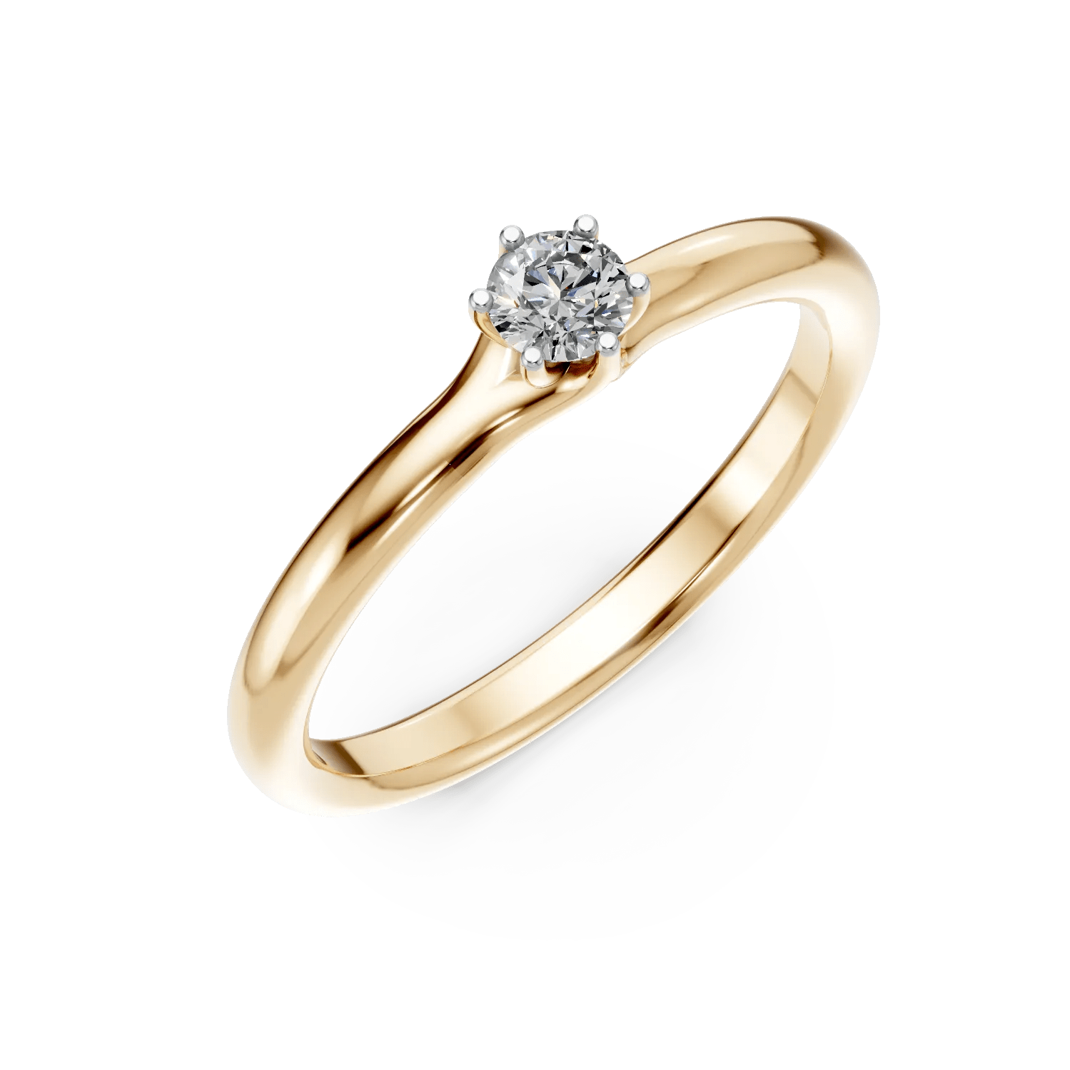 Inel de logodnă aur galben cu diamant solitaire 0.14ct Inel de logodnă aur galben cu diamant solitaire 0.14ct