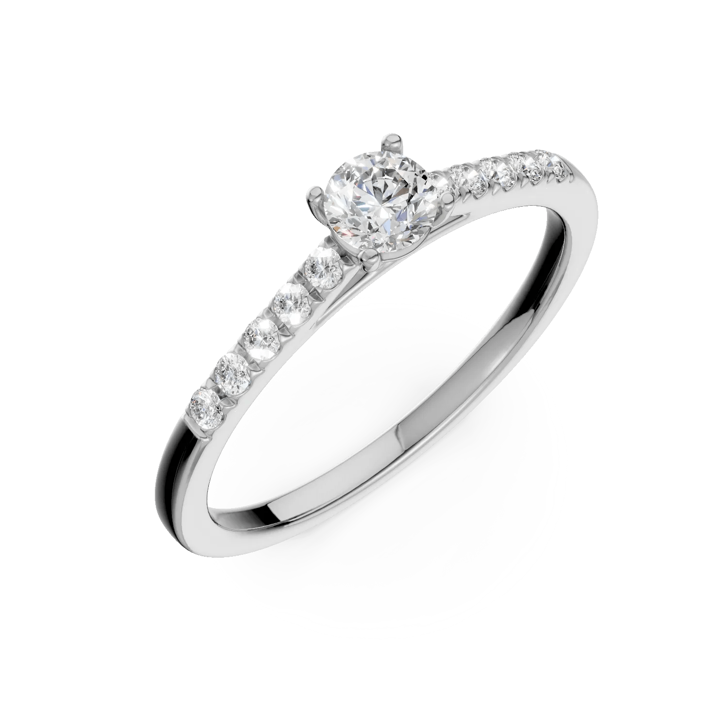 Inel de logodnă din aur alb cu diamant 0.5ct și diamante 0.1ct Inel de logodnă din aur alb cu diamant 0.5ct și diamante 0.1ct