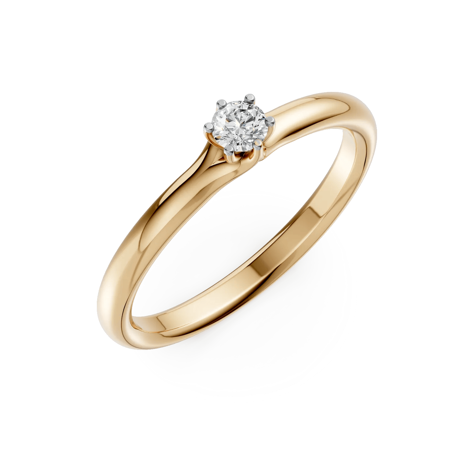Inel de logodnă din aur galben cu diamant solitaire 0.1ct – Teilor Inel de logodnă din aur galben cu diamant solitaire 0.1ct – Teilor