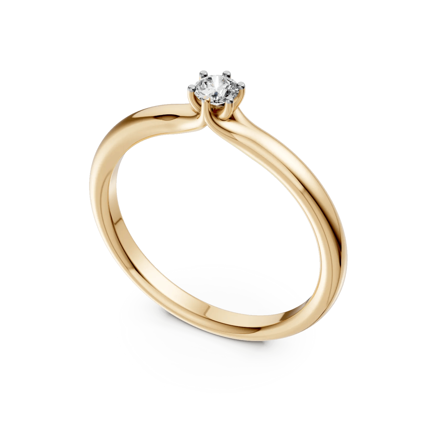 Inel de logodnă din aur galben cu diamant solitaire Inel de logodnă din aur galben cu diamant solitaire