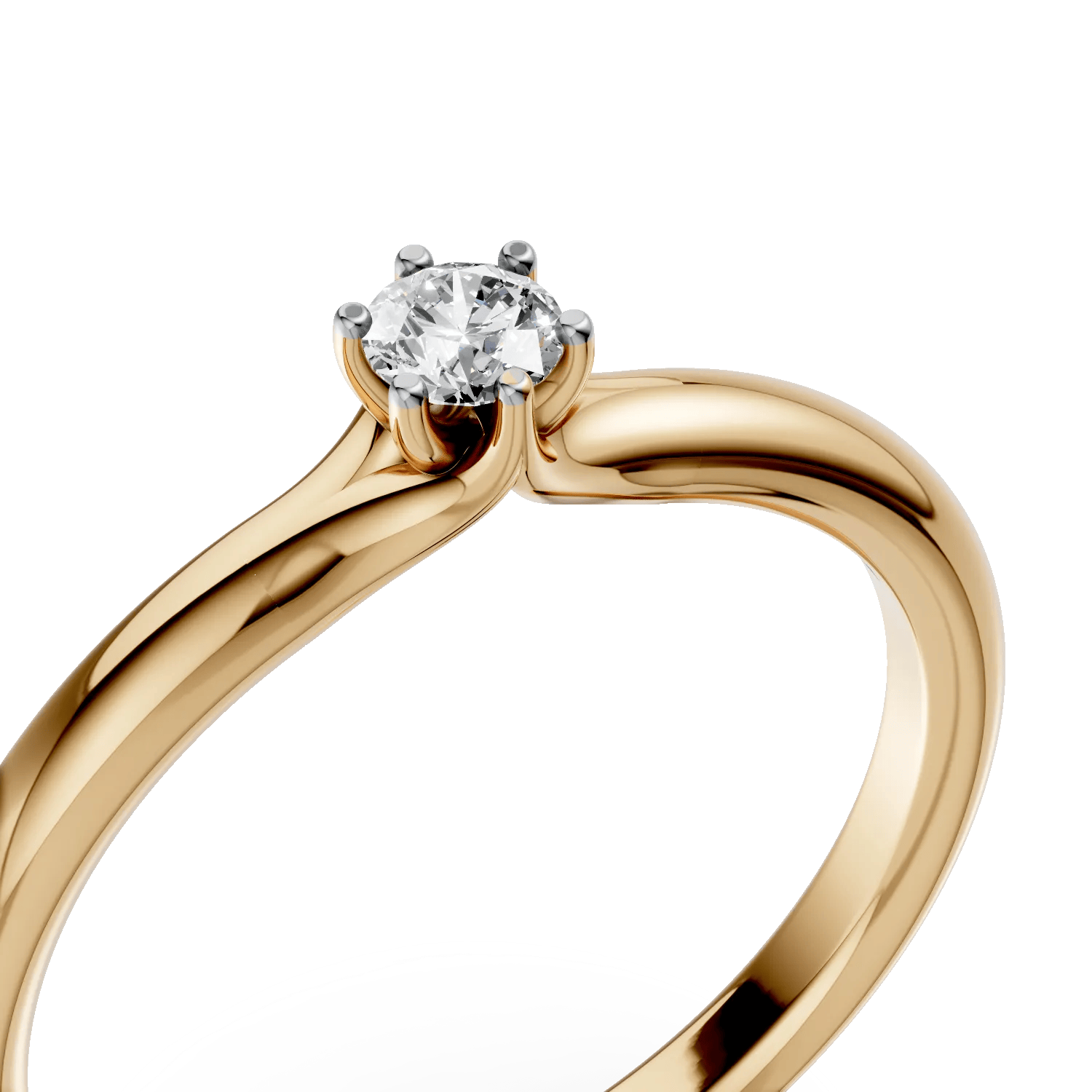 Inel de logodnă din aur galben cu diamant solitaire Inel de logodnă din aur galben cu diamant solitaire
