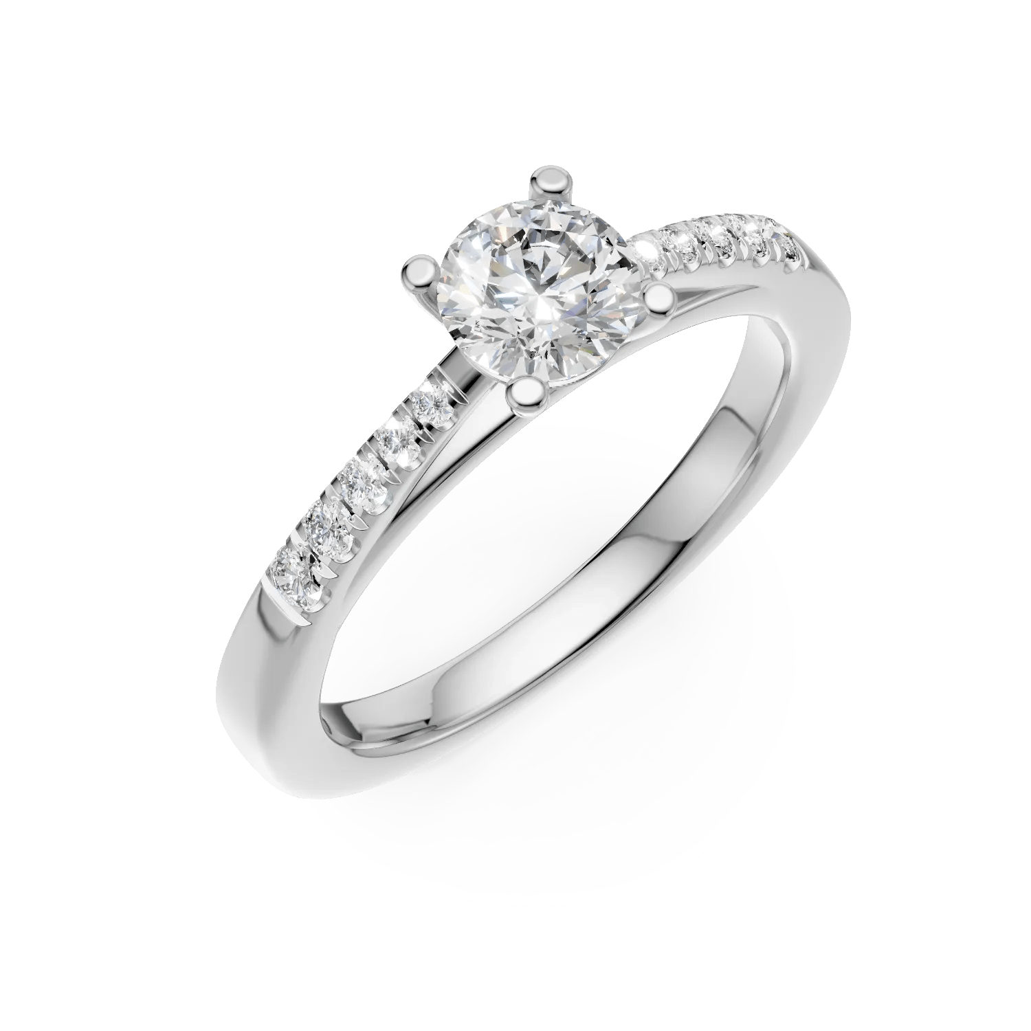 Inel de logodnă din aur alb cu diamant de 0.4ct și diamante de 0.1ct Inel de logodnă din aur alb cu diamant de 0.4ct și diamante de 0.1ct