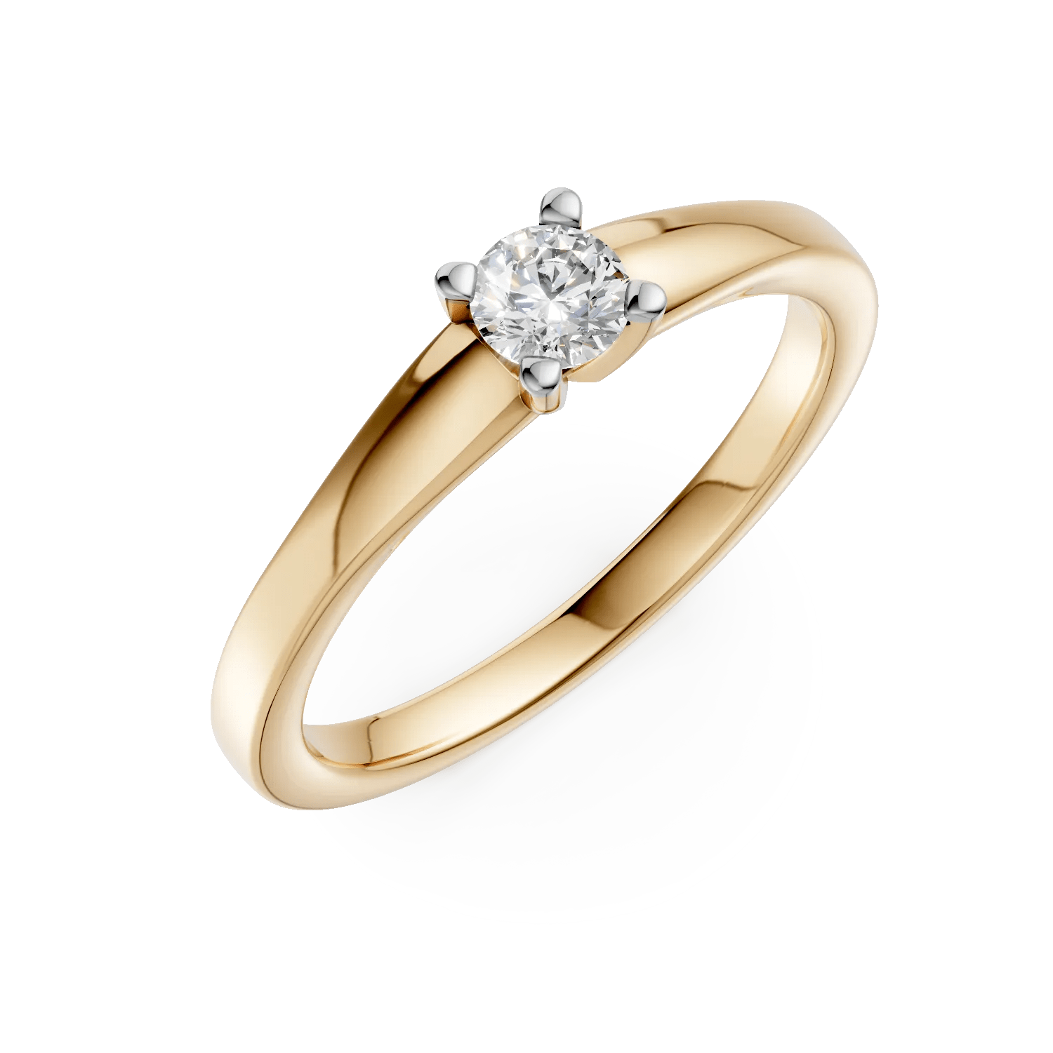 Inel de logodnă din aur galben cu diamant solitaire de 0.19ct Inel de logodnă din aur galben cu diamant solitaire de 0.19ct