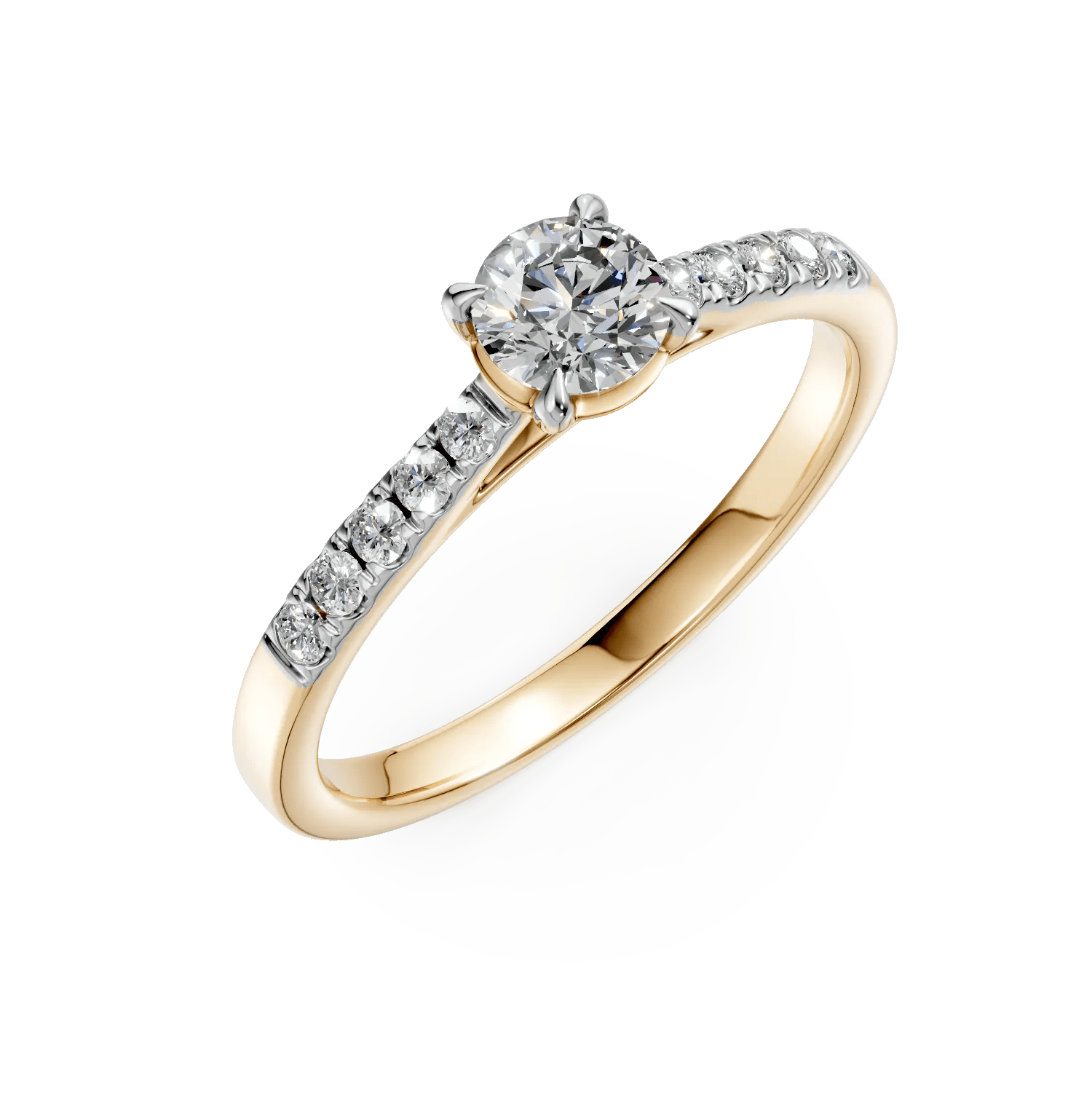 Inel de logodnă din aur galben cu diamant de 0.4ct și diamante de 0.14ct Inel de logodnă din aur galben cu diamant de 0.4ct și diamante de 0.14ct
