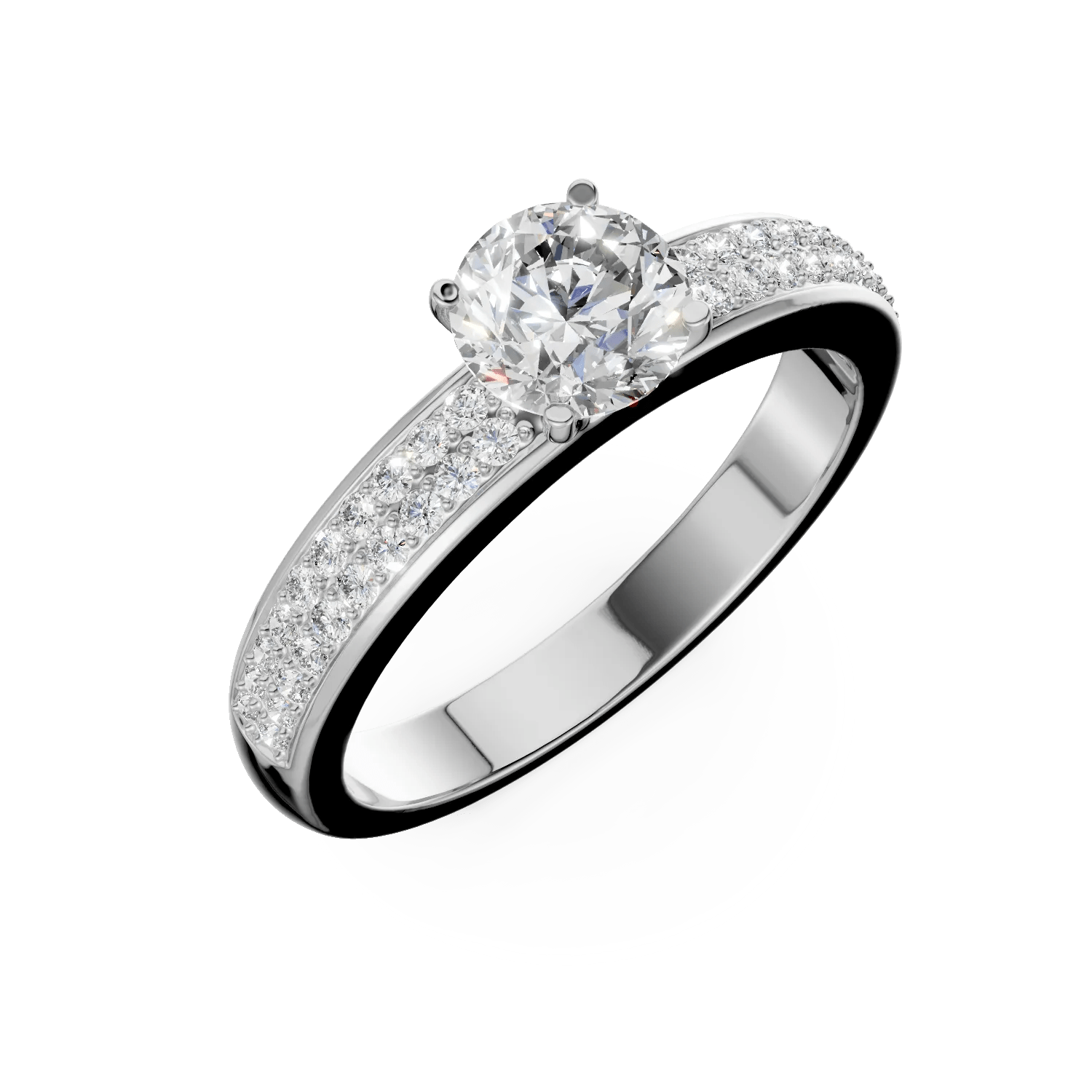 Inel logodnă aur alb cu diamant 0.6ct și diamante 0.2ct Inel logodnă aur alb cu diamant 0.6ct și diamante 0.2ct