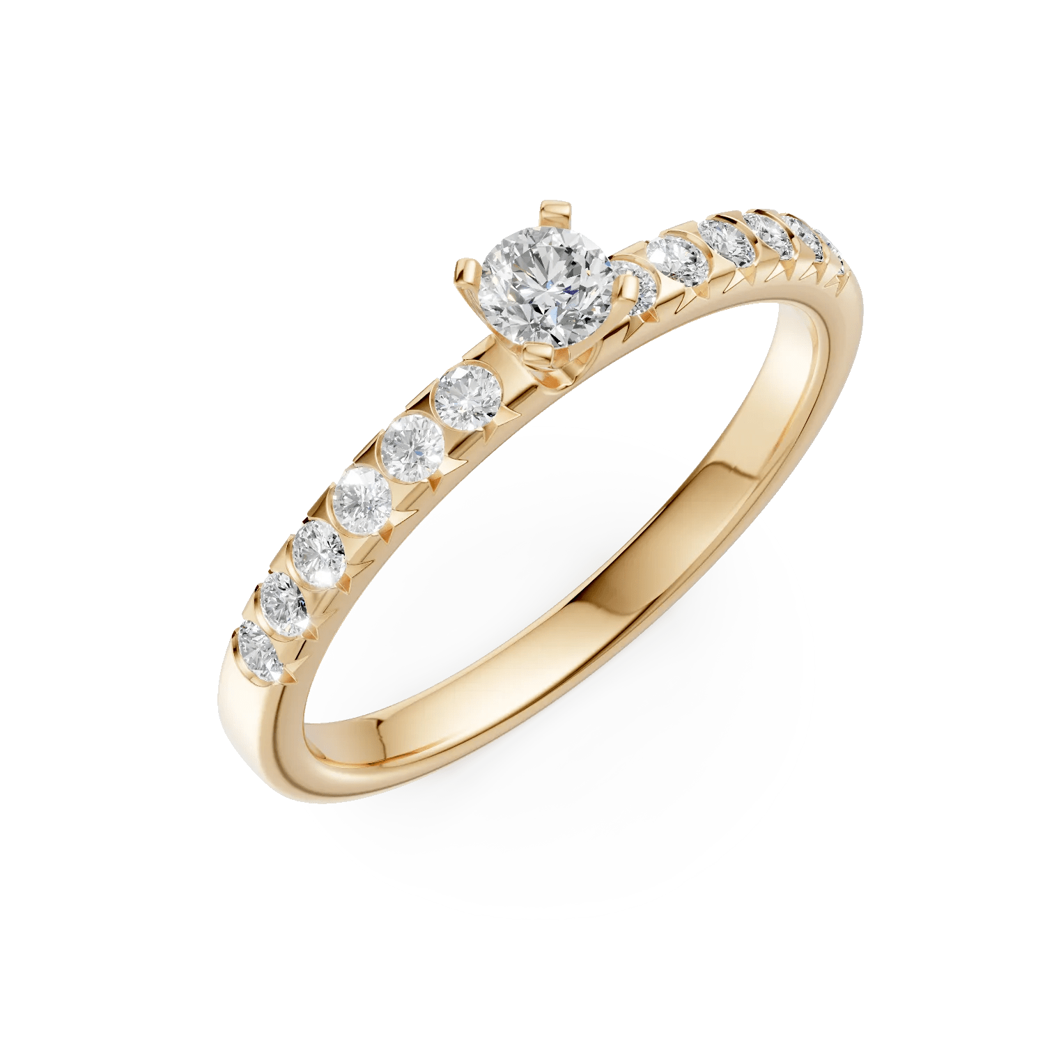 Inel de logodnă cu diamant de 0.15ct și diamante de 0.28ct, aur galben Inel de logodnă cu diamant de 0.15ct și diamante de 0.28ct, aur galben
