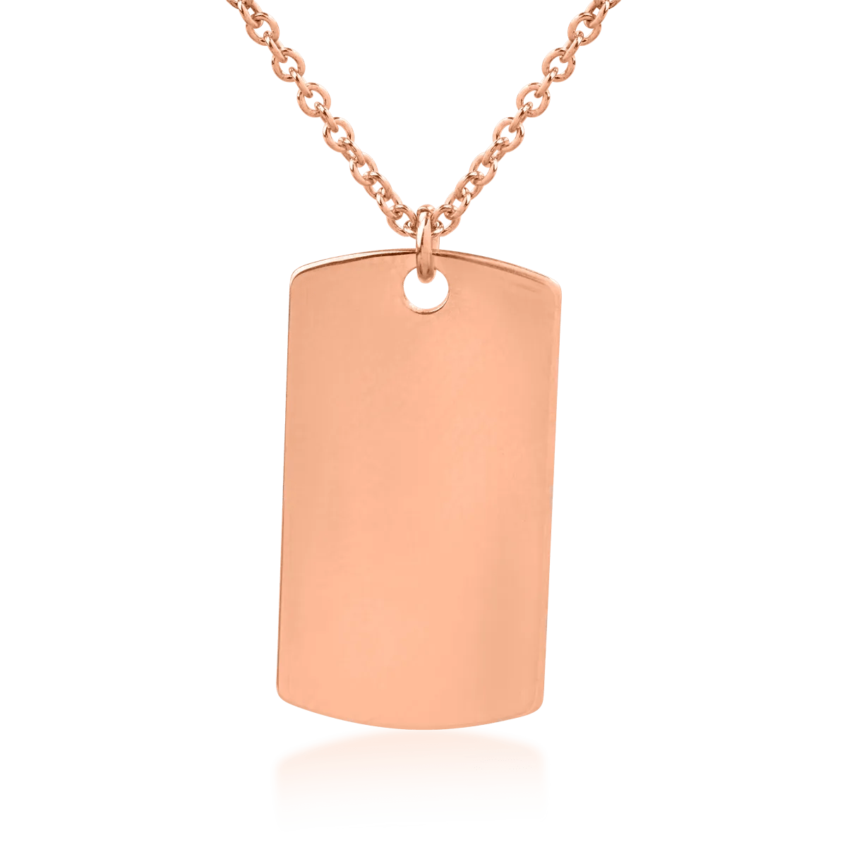Lanț cu pandantiv plăcuță pentru bărbați din aur roz Lanț cu pandantiv plăcuță pentru bărbați din aur roz