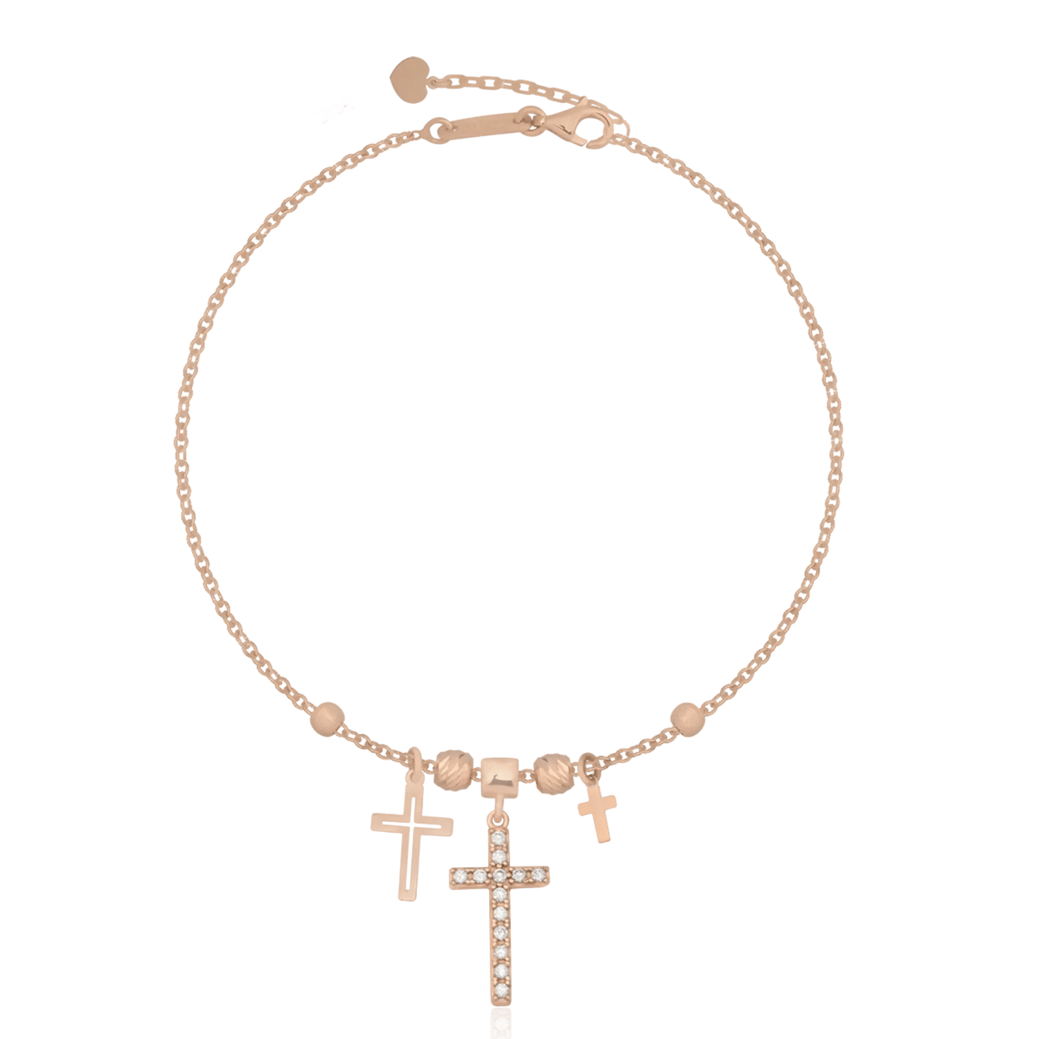 Brățară cu cruciulițe din aur roz Brățară cu cruciulițe din aur roz