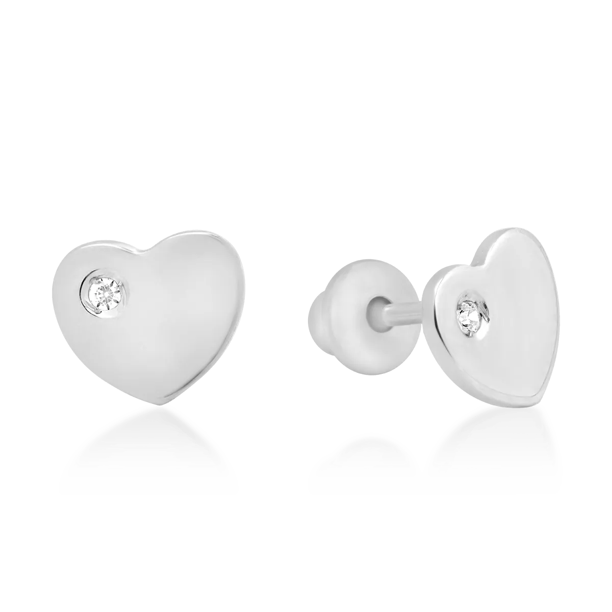 Cercei copii inimioare din aur alb 14k Cercei copii inimioare din aur alb 14k