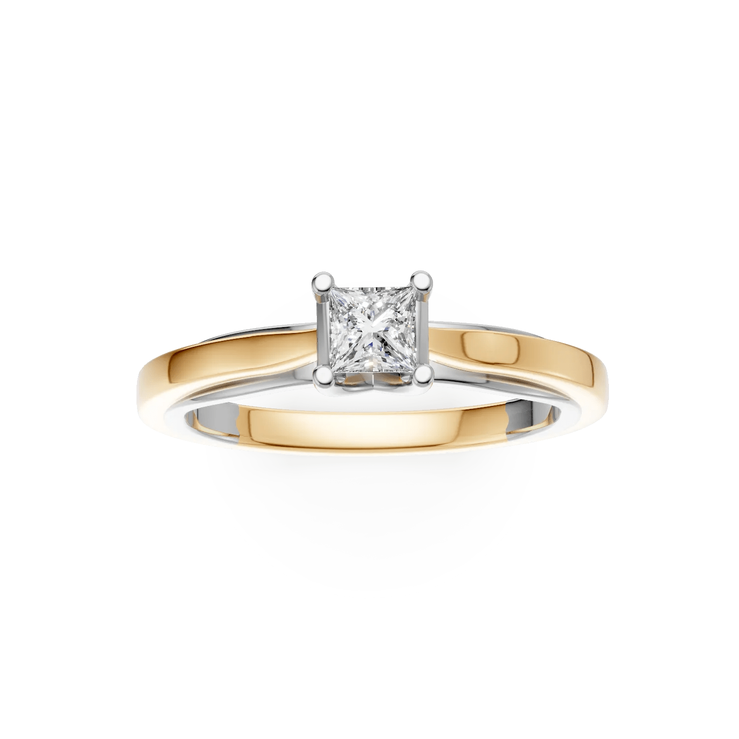 Inel logodnă aur alb-galben cu diamant 0.2ct Inel logodnă aur alb-galben cu diamant 0.2ct