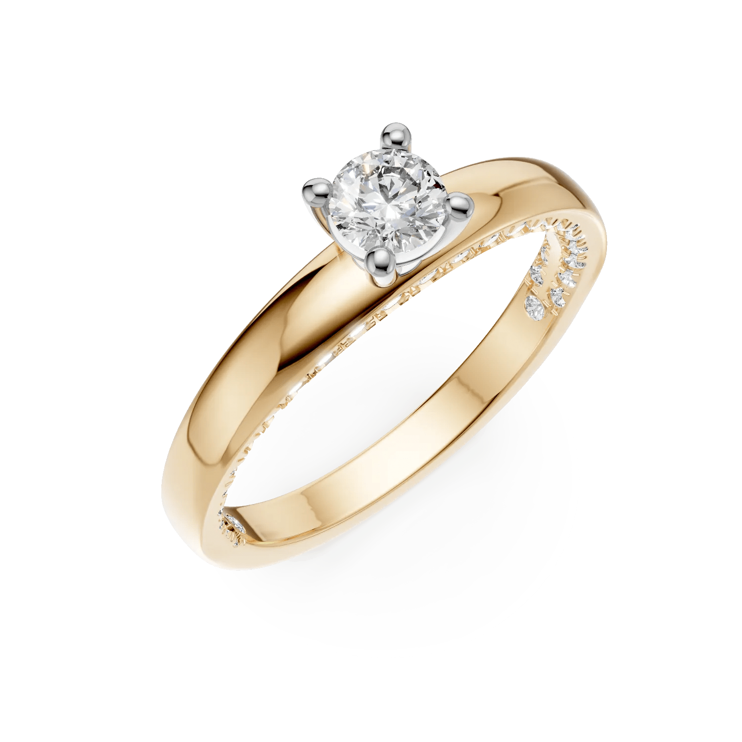 Inel de logodnă cu diamant de 0.19ct și aur galben Inel de logodnă cu diamant de 0.19ct și aur galben