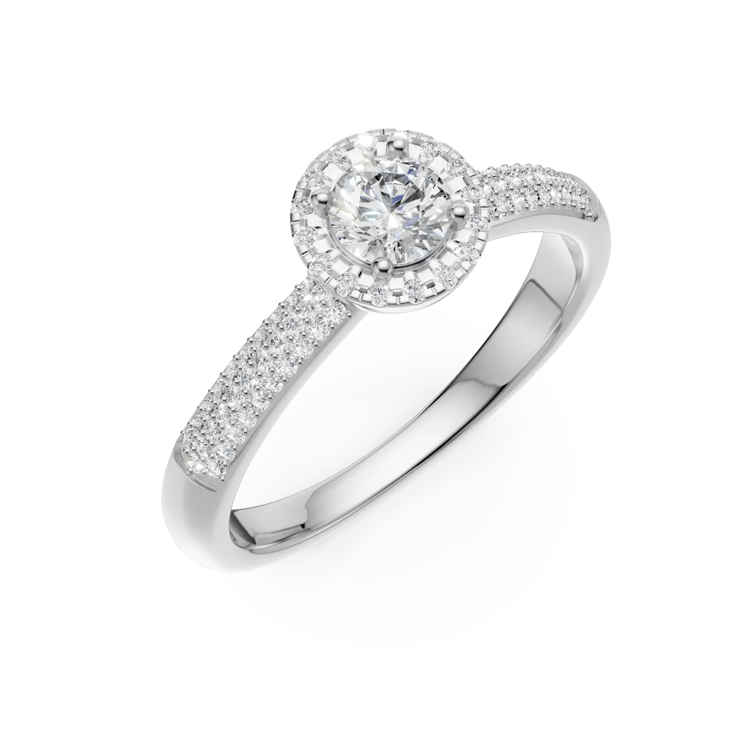 Inel de logodnă din aur alb cu diamant de 0.33ct și diamante de 0.36ct Inel de logodnă din aur alb cu diamant de 0.33ct și diamante de 0.36ct