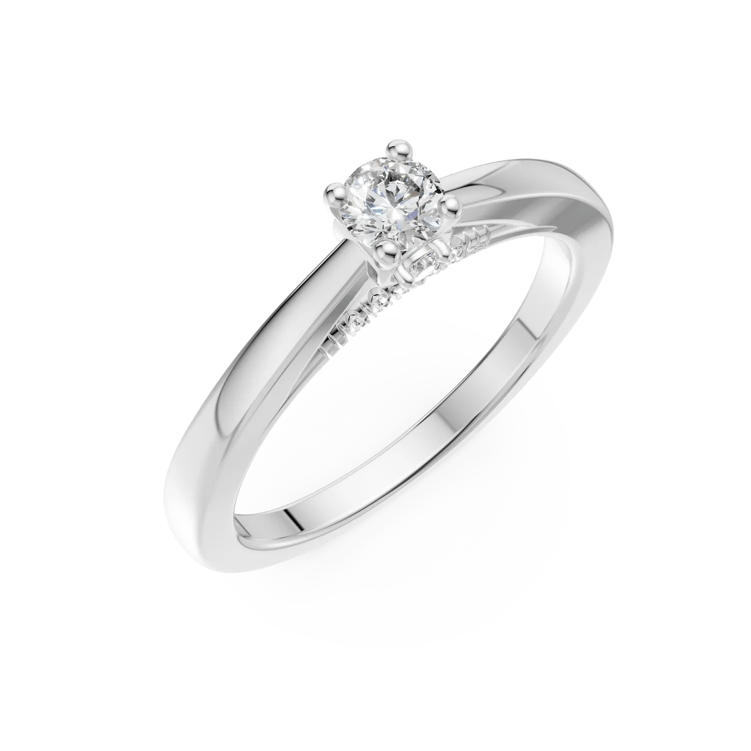 Inel de logodnă din aur alb cu diamant de 0.2ct și diamante de 0.04ct Inel de logodnă din aur alb cu diamant de 0.2ct și diamante de 0.04ct