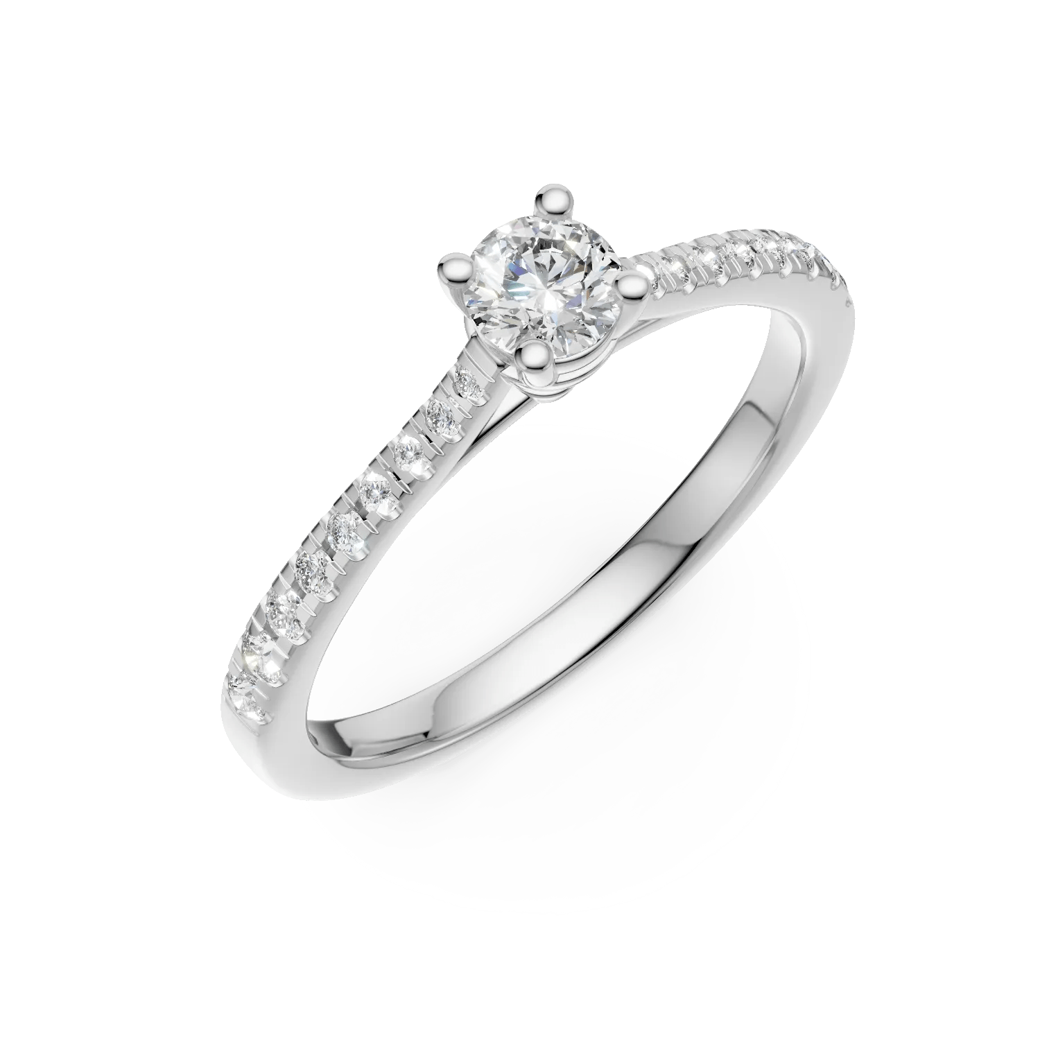 Inel de logodnă din aur alb cu diamant de 0.24ct și diamante de 0.19ct Inel de logodnă din aur alb cu diamant de 0.24ct și diamante de 0.19ct