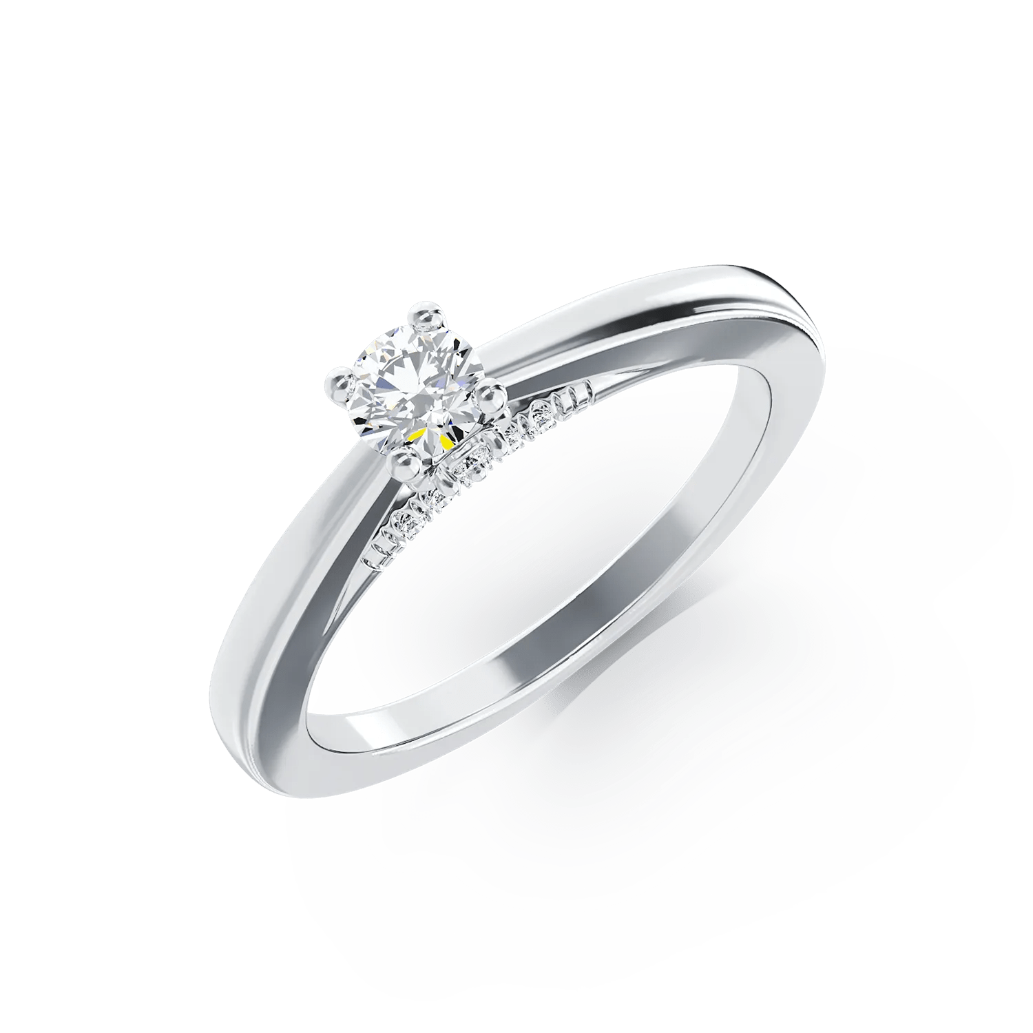 Inel logodnă aur alb cu diamant 0.1ct și diamante 0.04ct Inel logodnă aur alb cu diamant 0.1ct și diamante 0.04ct