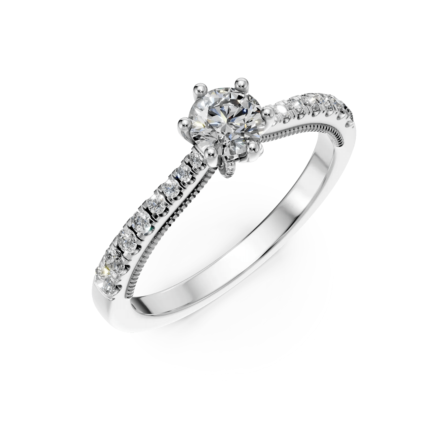 Inel de logodnă din aur alb cu diamant de 0.4ct și diamante de 0.23ct Inel de logodnă din aur alb cu diamant de 0.4ct și diamante de 0.23ct