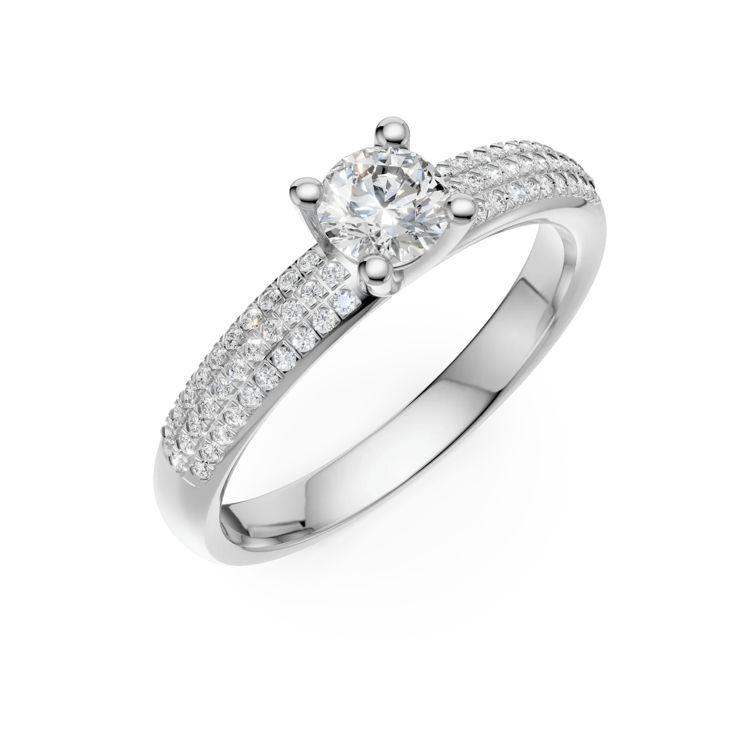 Inel logodnă aur alb cu diamant 0.3ct și diamante 0.27ct Inel logodnă aur alb cu diamant 0.3ct și diamante 0.27ct