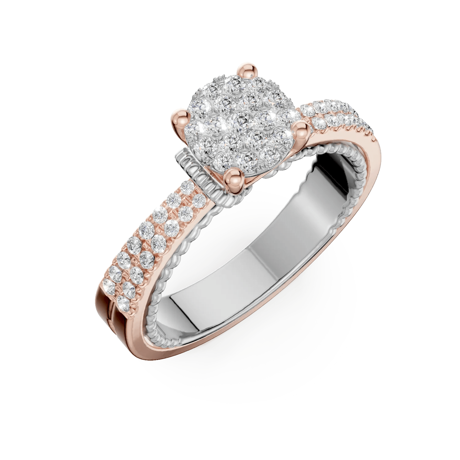 Inel de logodnă din aur alb-roz cu diamante 0.44ct Inel de logodnă din aur alb-roz cu diamante 0.44ct