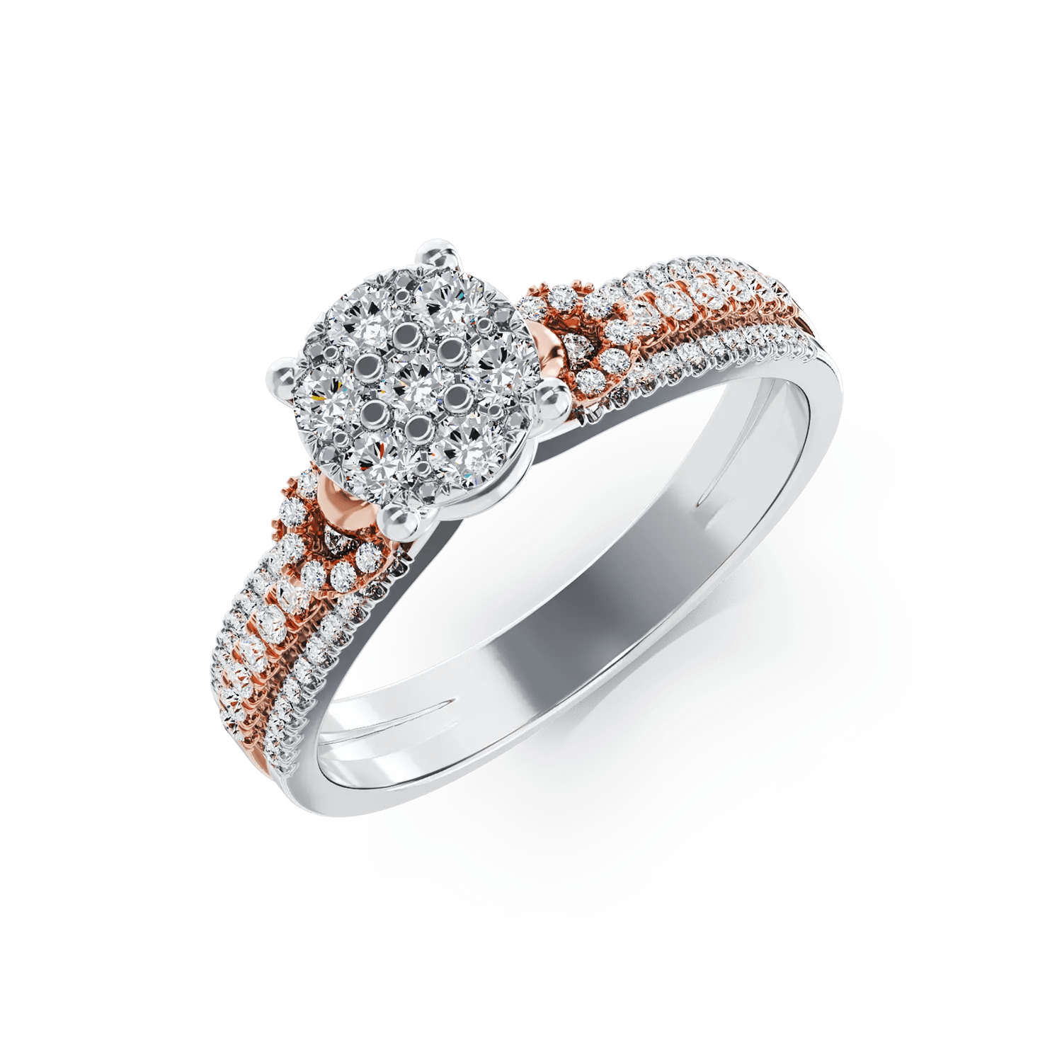 Inel de logodnă din aur alb-roz cu diamante de 0.46ct Inel de logodnă din aur alb-roz cu diamante de 0.46ct