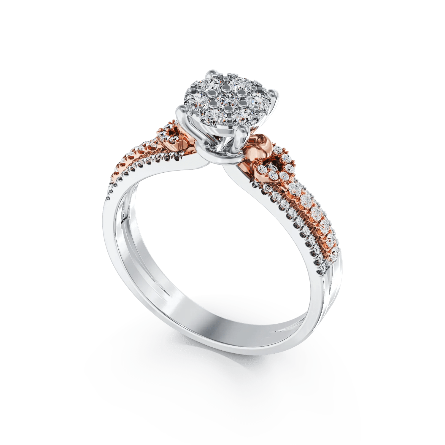 Inel de logodnă din aur alb-roz cu diamante Inel de logodnă din aur alb-roz cu diamante