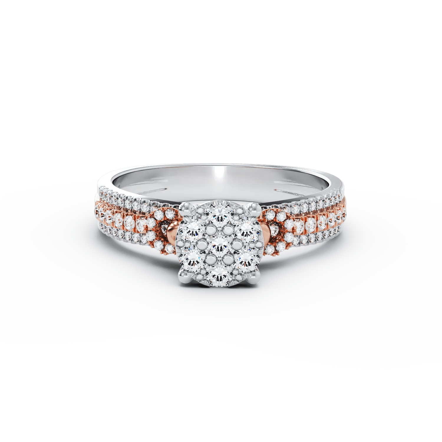 Inel de logodnă din aur alb-roz cu diamante Inel de logodnă din aur alb-roz cu diamante