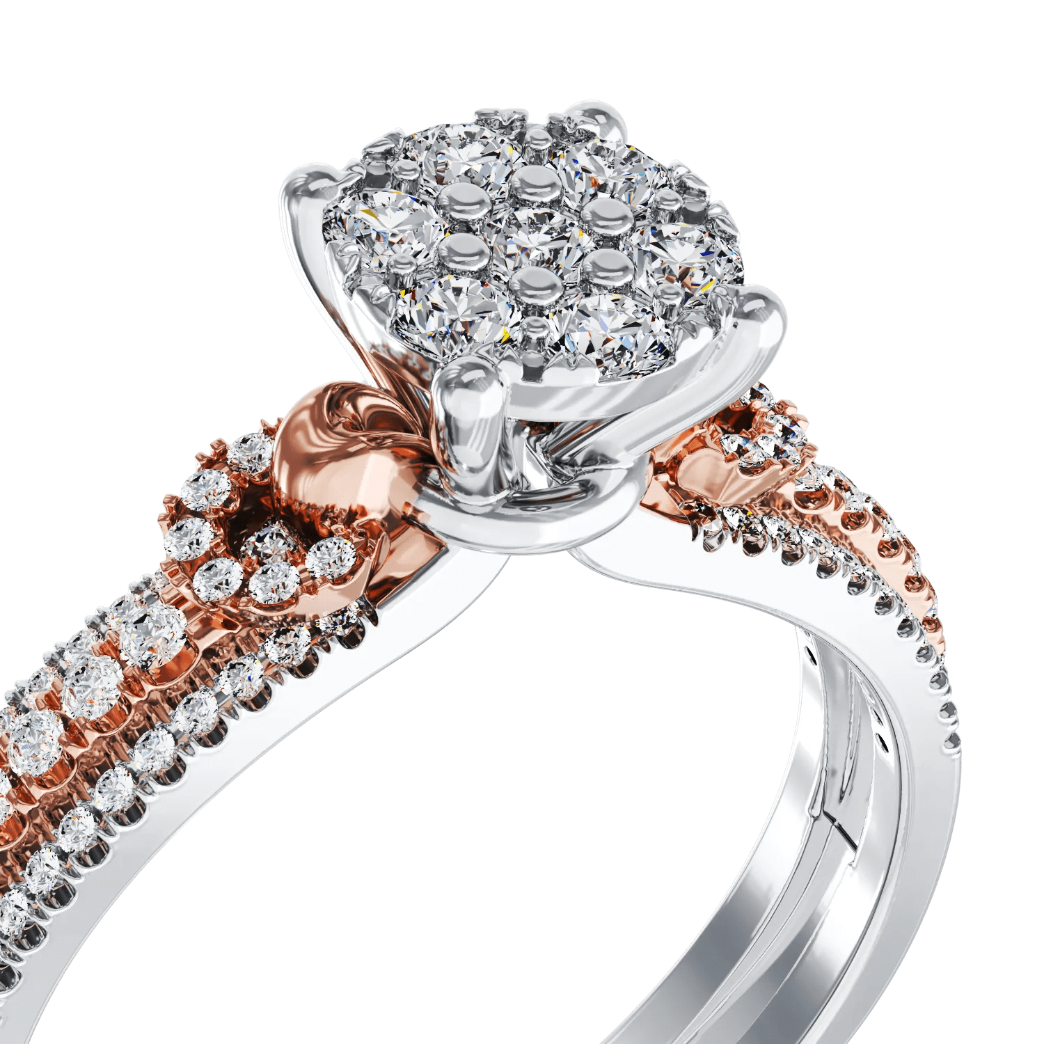 Inel de logodnă din aur alb-roz cu diamante Inel de logodnă din aur alb-roz cu diamante