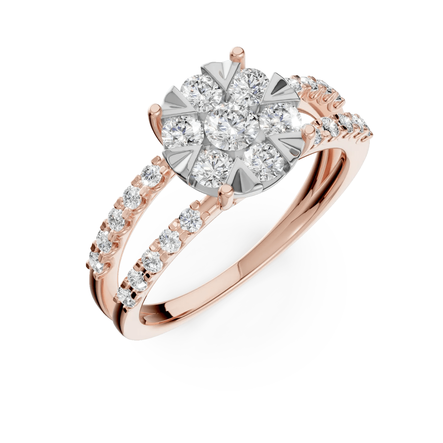 Inel de logodnă din aur roz cu diamante de 1ct Inel de logodnă din aur roz cu diamante de 1ct