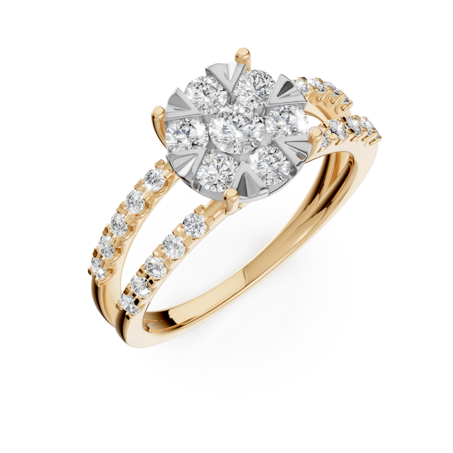 Inel de logodnă din aur galben cu diamante de 1ct Inel de logodnă din aur galben cu diamante de 1ct