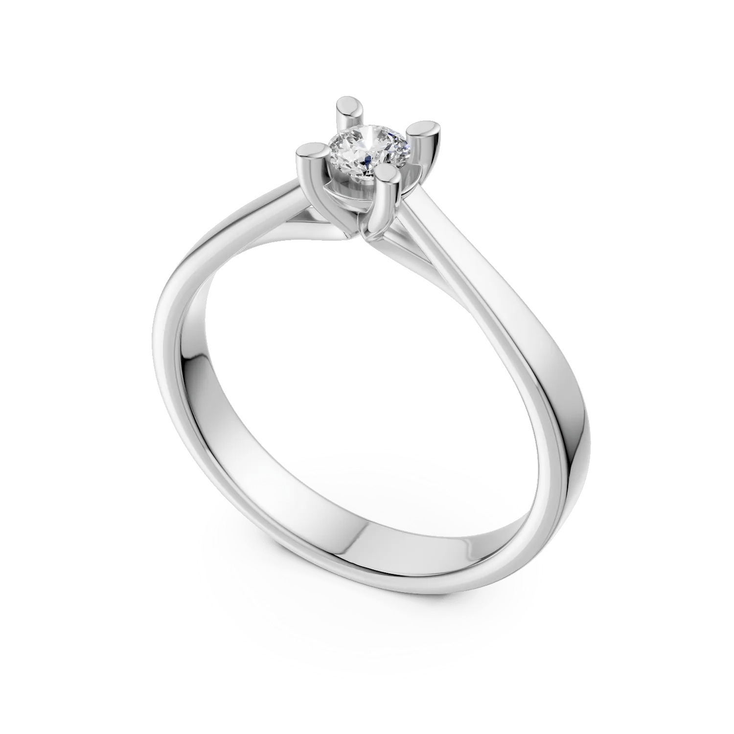Inel logodnă aur alb cu diamant solitaire Inel logodnă aur alb cu diamant solitaire