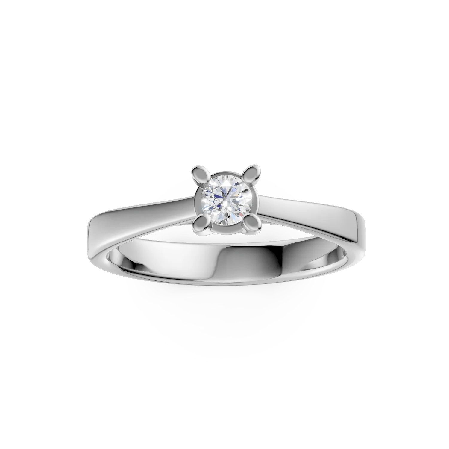 Inel logodnă aur alb cu diamant solitaire Inel logodnă aur alb cu diamant solitaire