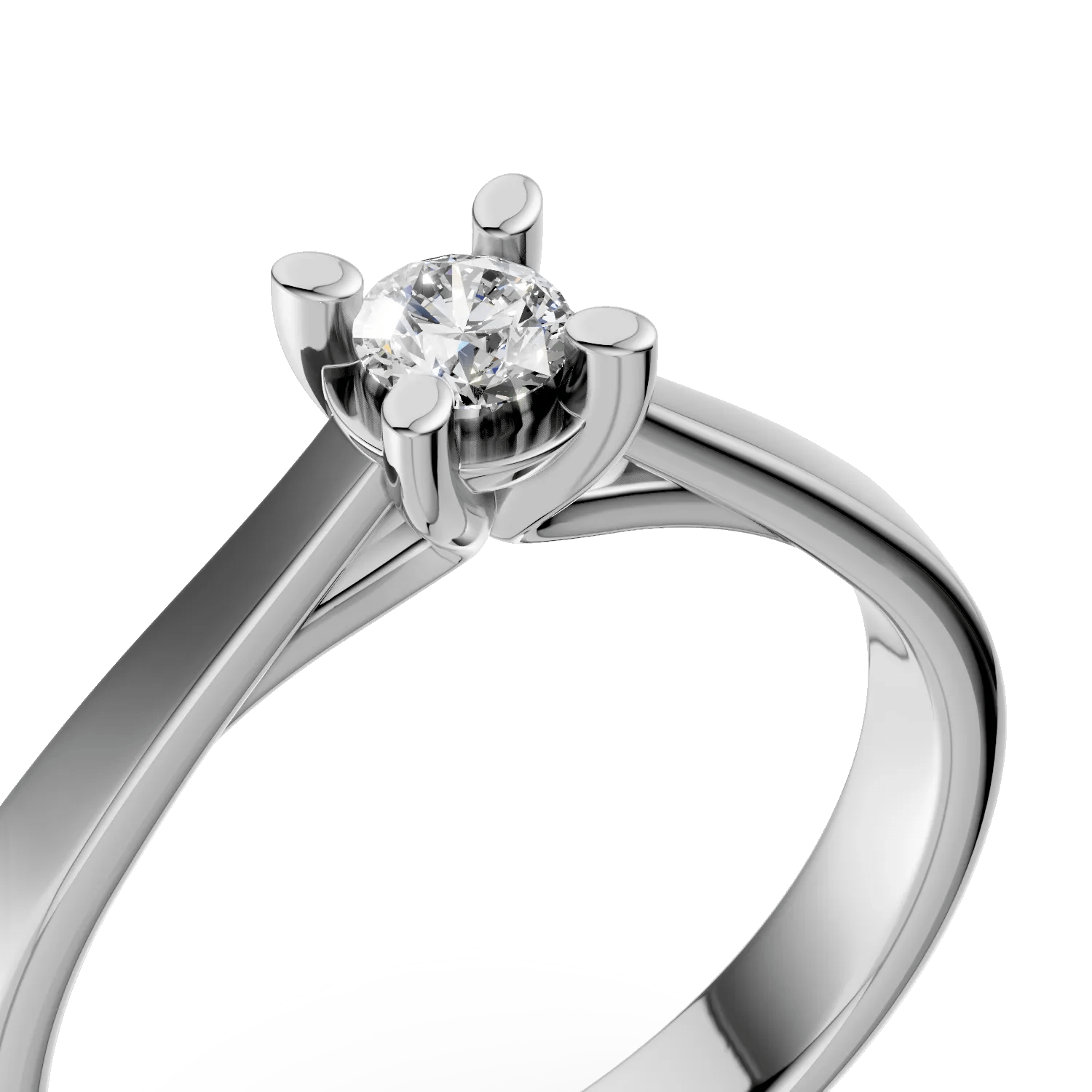 Inel logodnă aur alb cu diamant solitaire Inel logodnă aur alb cu diamant solitaire