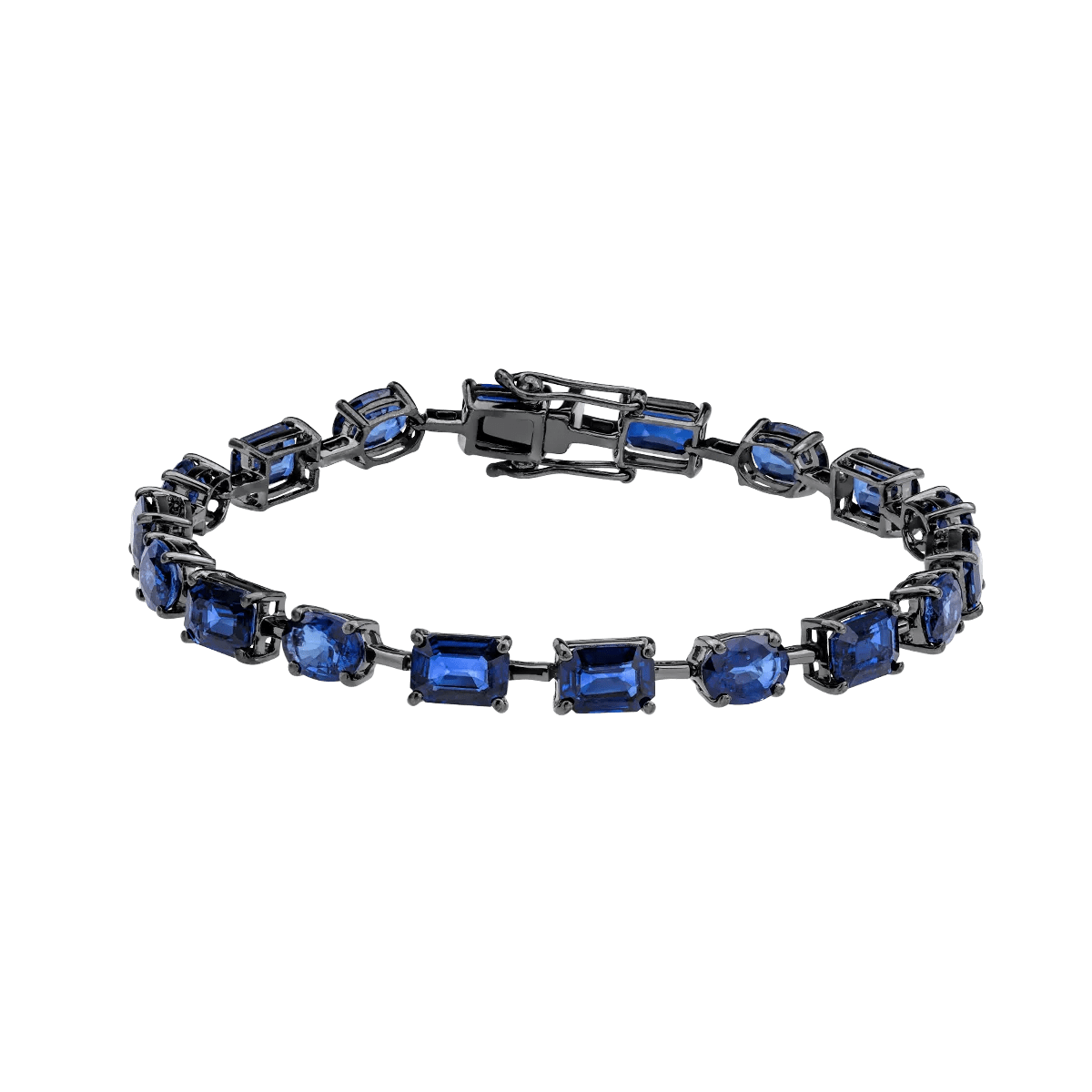 Brățară din aur negru cu safire ovale de 16.17ct Brățară din aur negru cu safire ovale de 16.17ct
