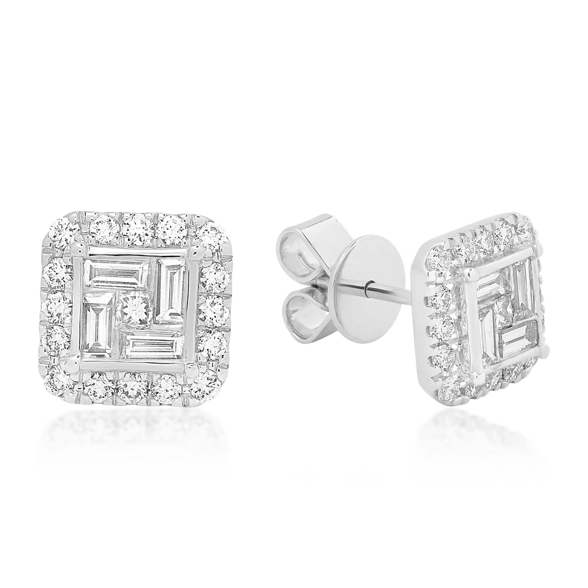 Cercei cu diamante de 0.77ct din aur alb Cercei cu diamante de 0.77ct din aur alb