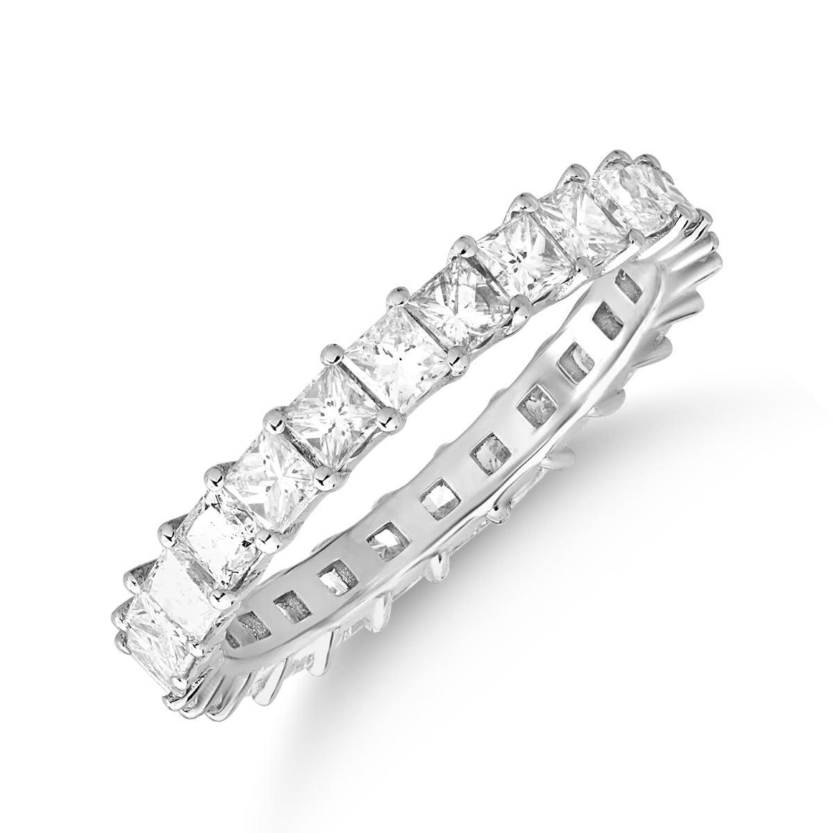 Inel eternity din aur alb cu diamante princess de 2ct Inel eternity din aur alb cu diamante princess de 2ct