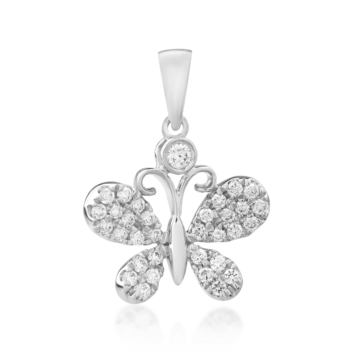 Pandantiv fluture din aur alb cu diamante 0.18ct Pandantiv fluture din aur alb cu diamante 0.18ct