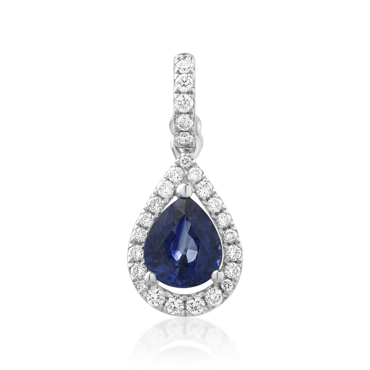 Pandantiv din aur alb cu safir de 1.08ct și diamante de 0.21ct Pandantiv din aur alb cu safir de 1.08ct și diamante de 0.21ct
