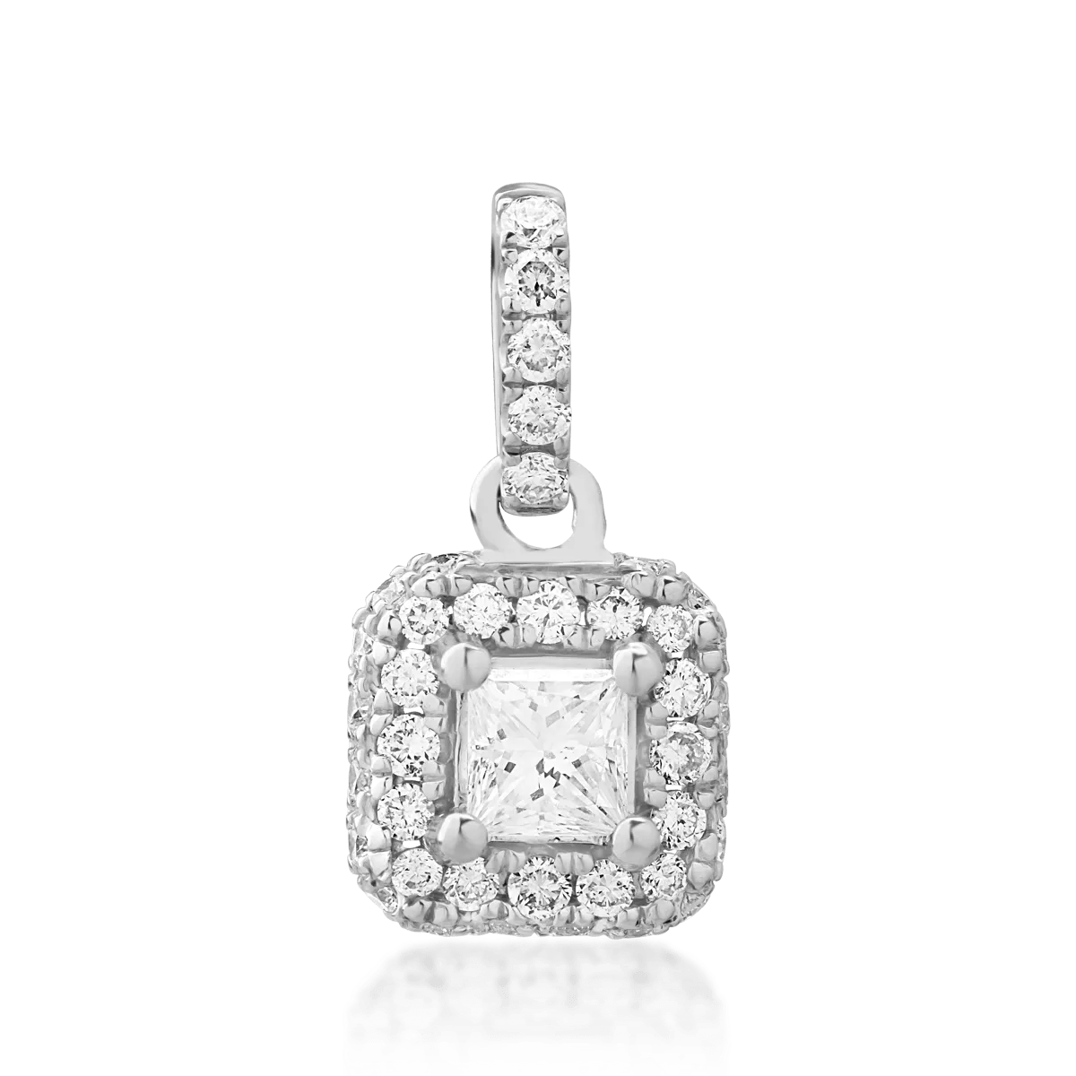 Pandantiv din aur alb cu diamant princess de 0.16ct și diamante de 0.2ct Pandantiv din aur alb cu diamant princess de 0.16ct și diamante de 0.2ct