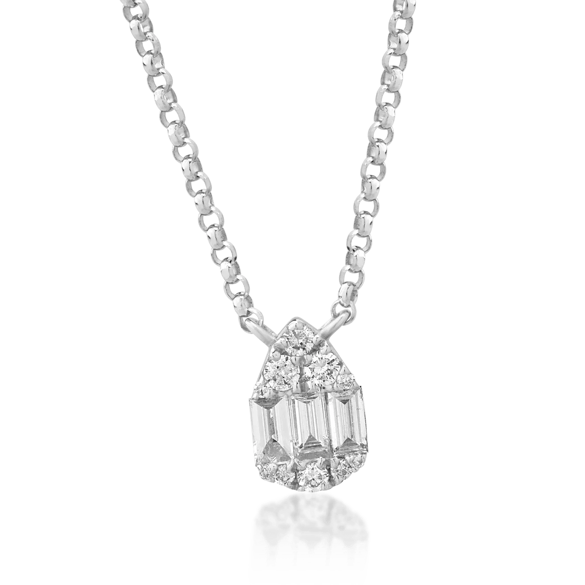 Lanț din aur alb cu pandantiv și diamante de 0.18ct Lanț din aur alb cu pandantiv și diamante de 0.18ct