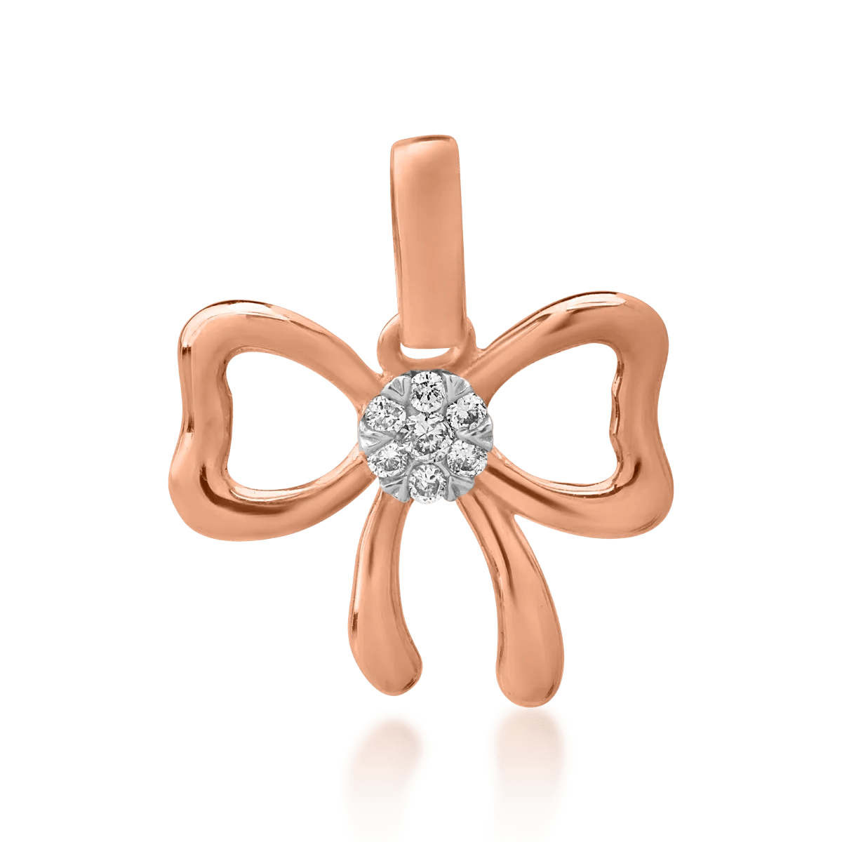 Pandantiv fundiță din aur alb-roz cu diamante de 0.03ct Pandantiv fundiță din aur alb-roz cu diamante de 0.03ct