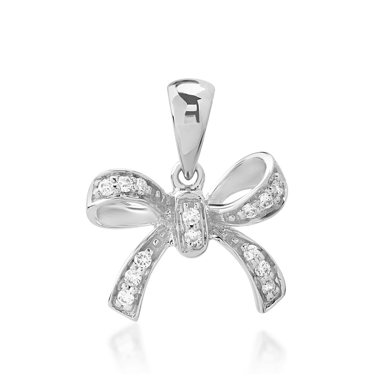 Pandantiv fundiță din aur alb cu diamante de 0.073ct Pandantiv fundiță din aur alb cu diamante de 0.073ct