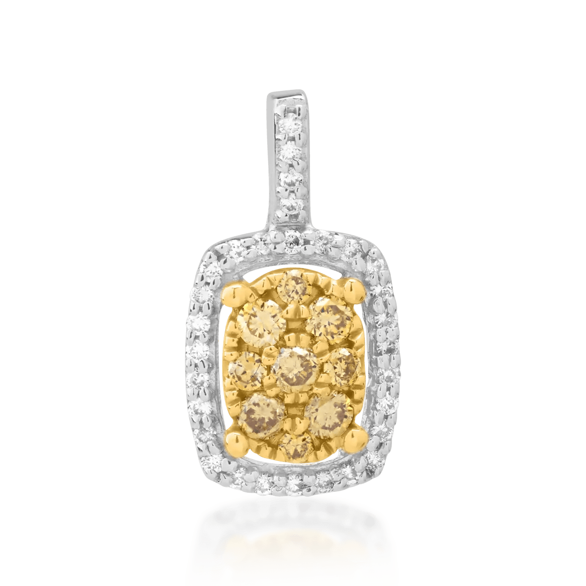 Pandantiv din aur alb cu diamante galbene și transparente Pandantiv din aur alb cu diamante galbene și transparente