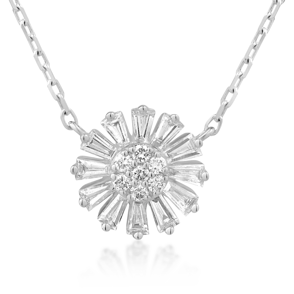 Lanț din aur alb cu pandantiv diamant baguette 0.38ct Lanț din aur alb cu pandantiv diamant baguette 0.38ct