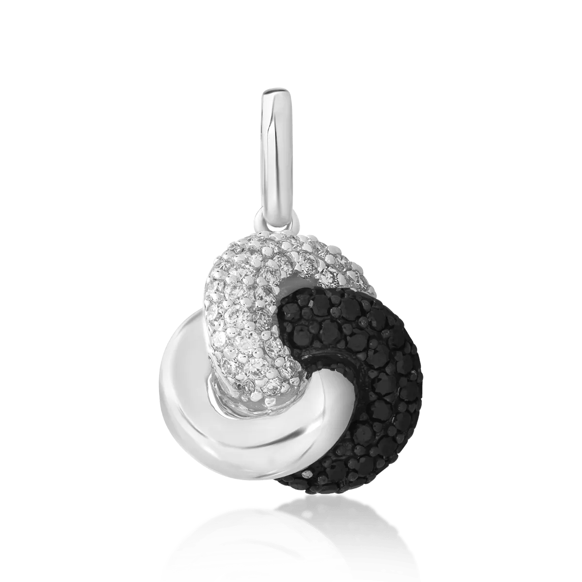 Pandantiv din aur alb cu diamante negre de 0.21ct și diamante transparente de 0.18ct Pandantiv din aur alb cu diamante negre de 0.21ct și diamante transparente de 0.18ct