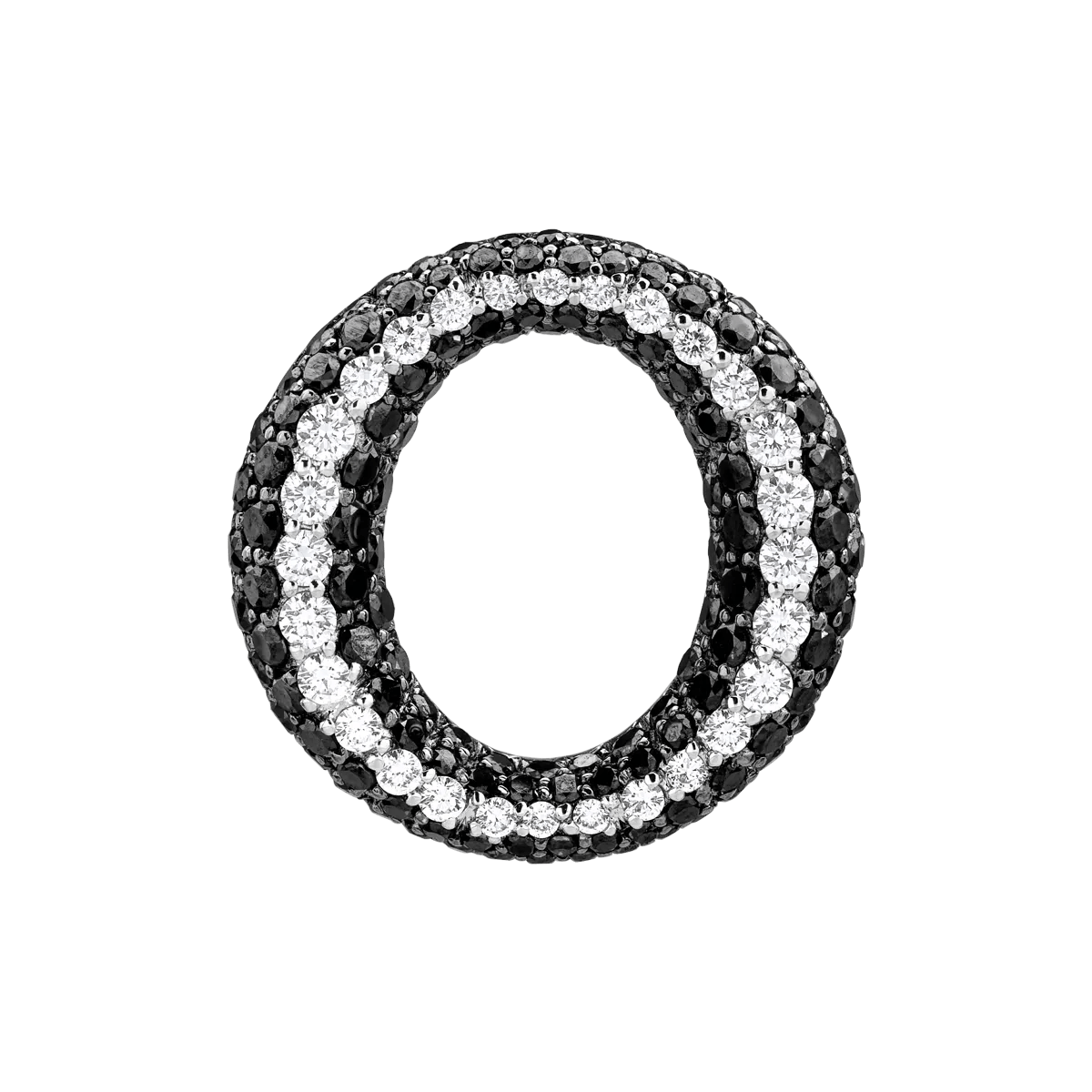 Pandantiv rotund din aur alb cu diamante transparente de 0.44ct şi diamante negre de 1.73ct Pandantiv rotund din aur alb cu diamante transparente de 0.44ct şi diamante negre de 1.73ct