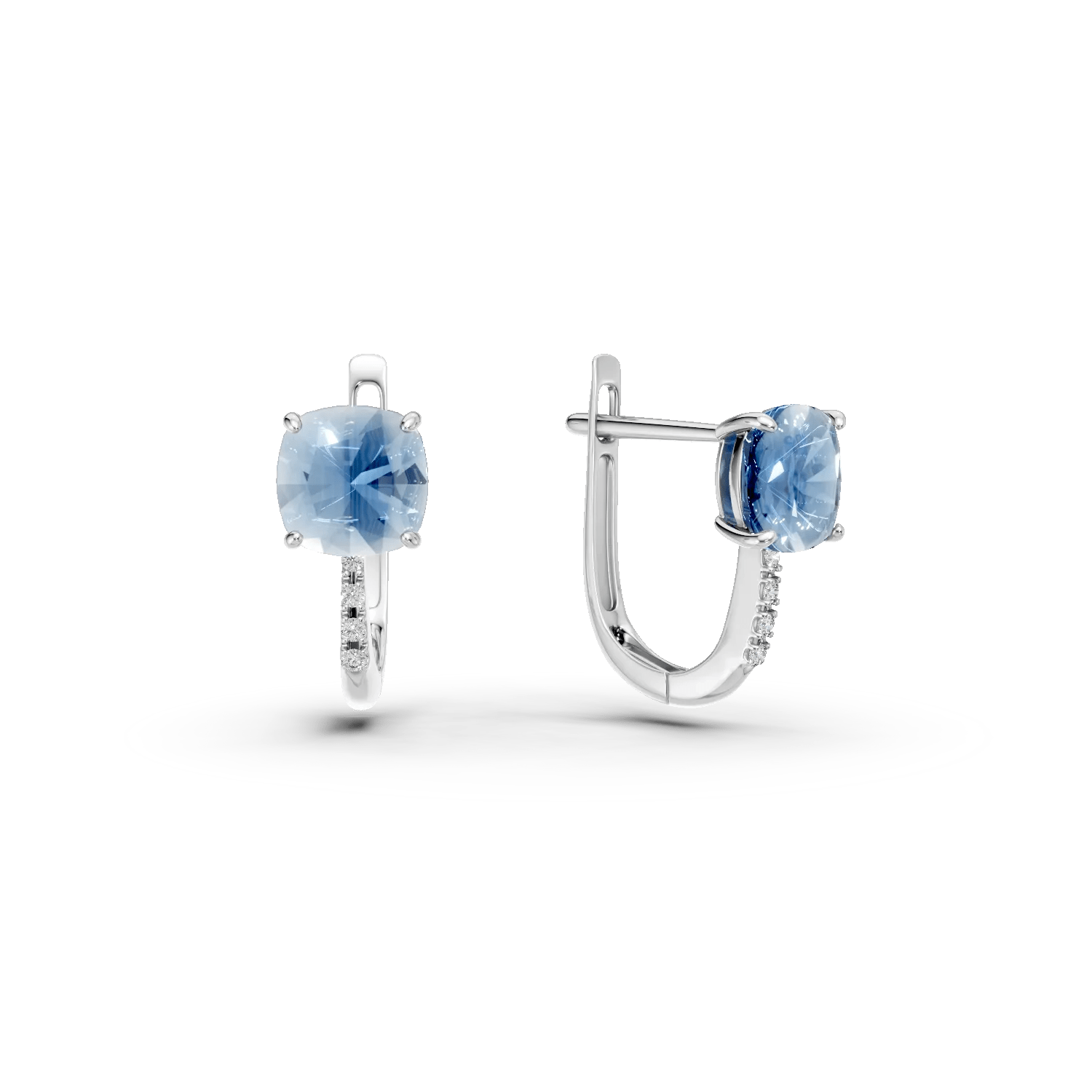 Cercei din aur alb cu topaze swiss blue de 1.417ct și diamante de 0.023ct Cercei din aur alb cu topaze swiss blue de 1.417ct și diamante de 0.023ct